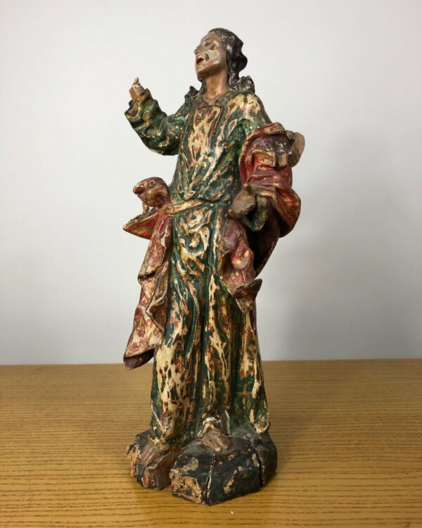 Statuette en bois polychrome XVIIIème siècle – Image 3