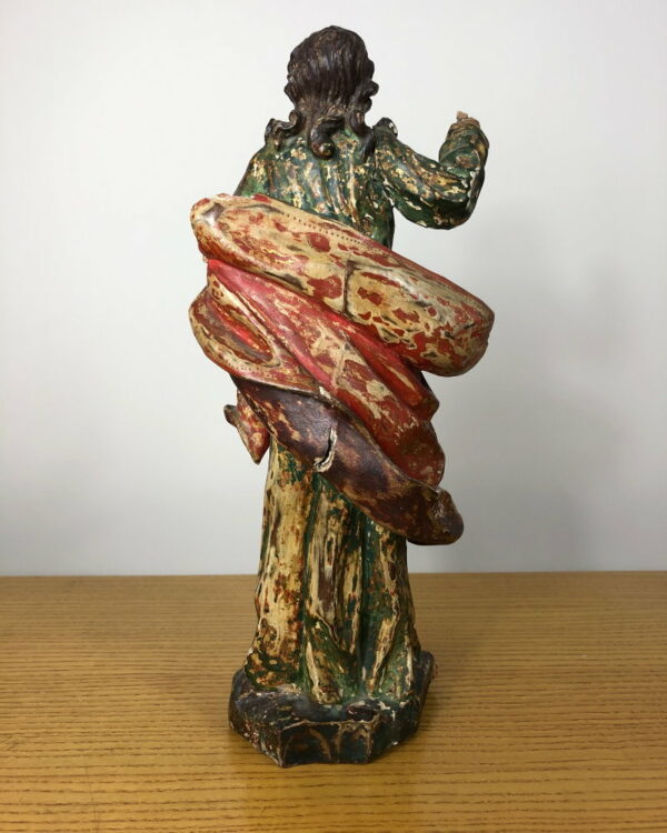 Statuette en bois polychrome XVIIIème siècle – Image 4