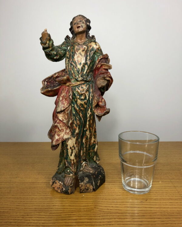 Statuette en bois polychrome XVIIIème siècle – Image 6